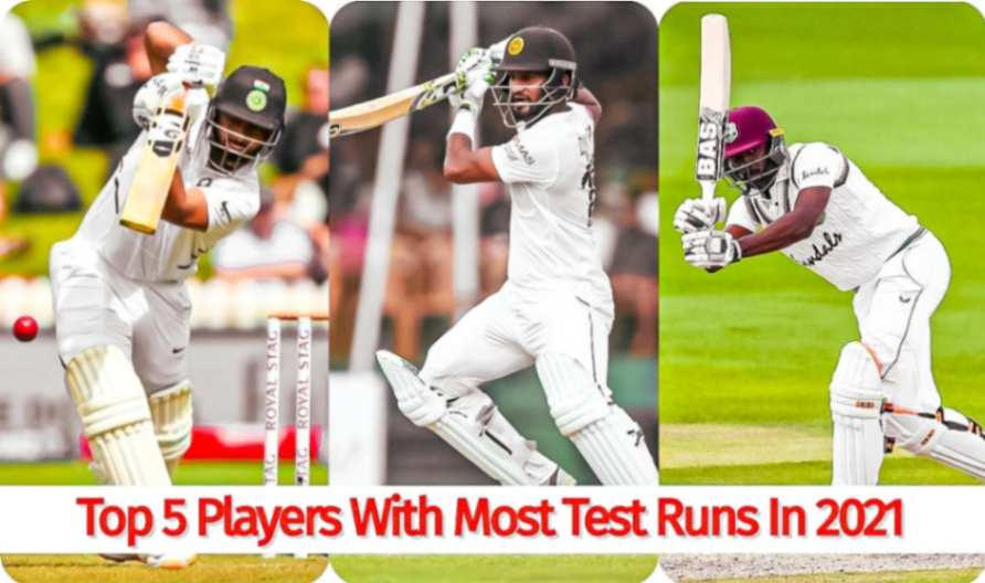 it is about top 5 players who made most test runs in 2021 cricket year.